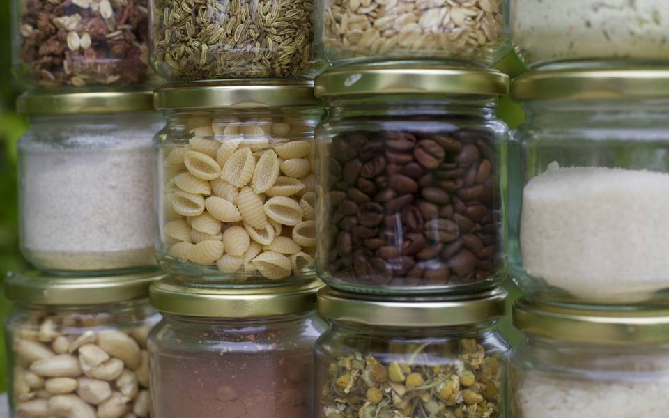 Dry goods in sealed jars